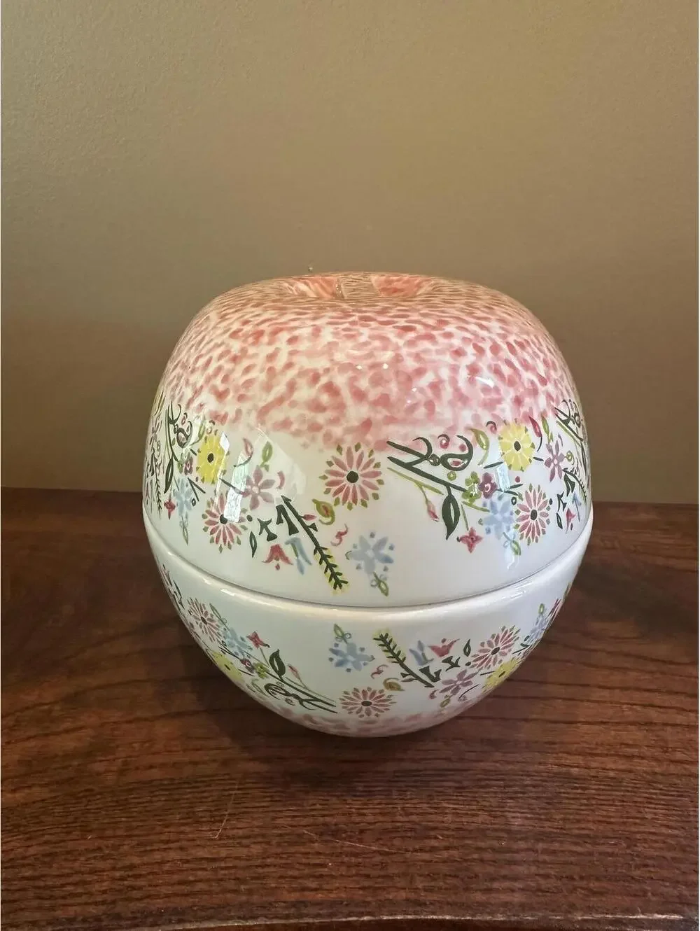 Temp-tations by Tara Pink Floral Sponge Painted Egg-Shaped Lidded Casserole Dish